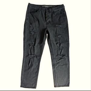 American Eagle Outfitters Vintage Hi Rise Distressed Button Fly Straight Jeans